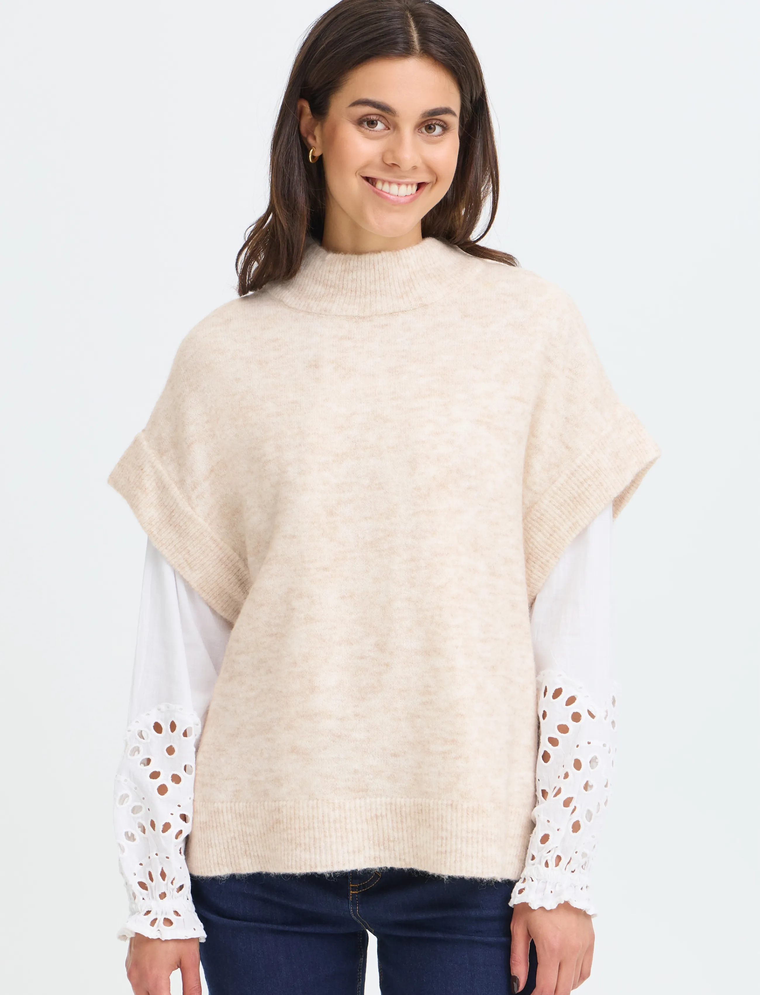 Fransa - FRSANNY VE 1 - strickwesten - oatmeal melange - 5