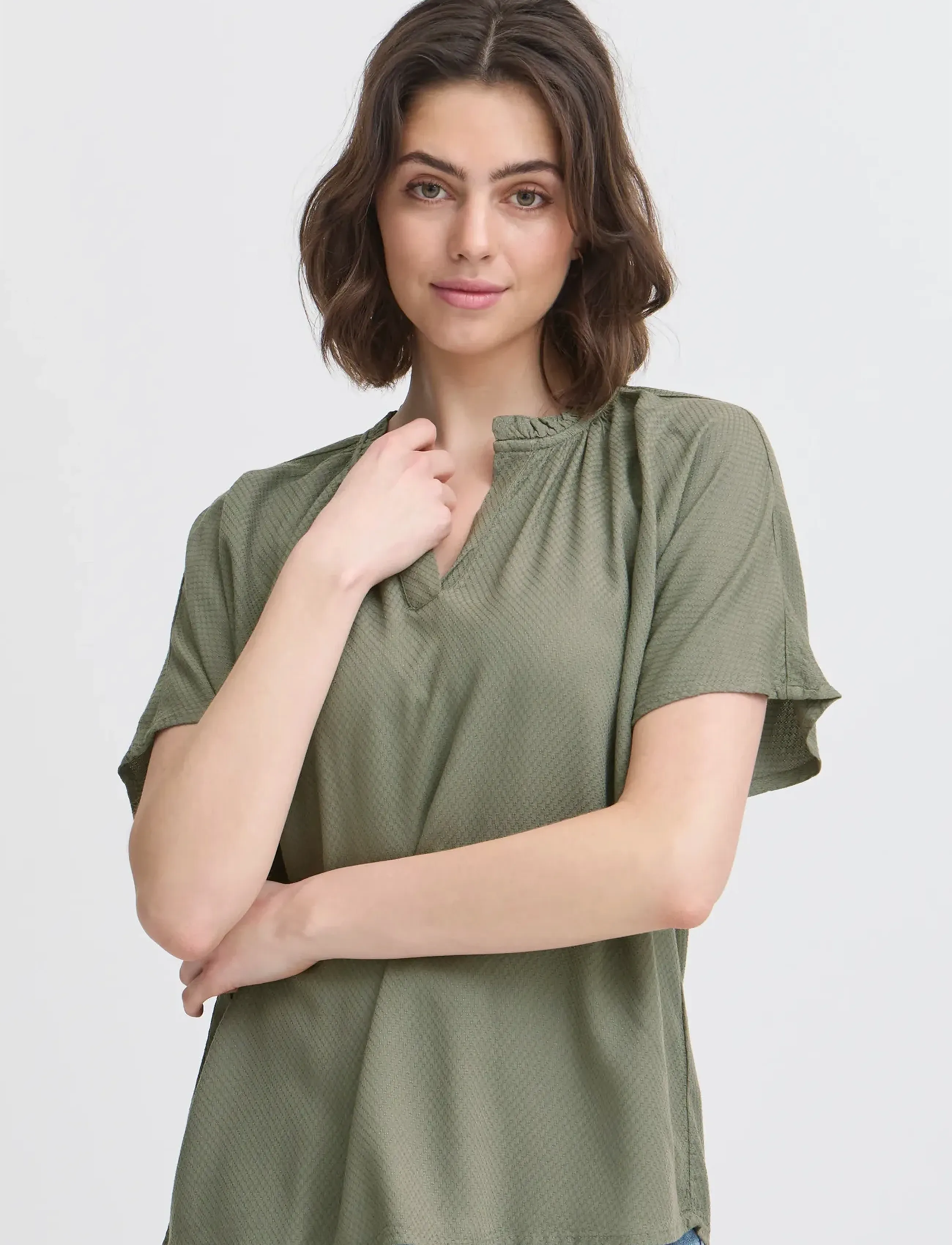 Fransa - FRKAMMA BL 1 - blouses à manches courtes - agave green - 4