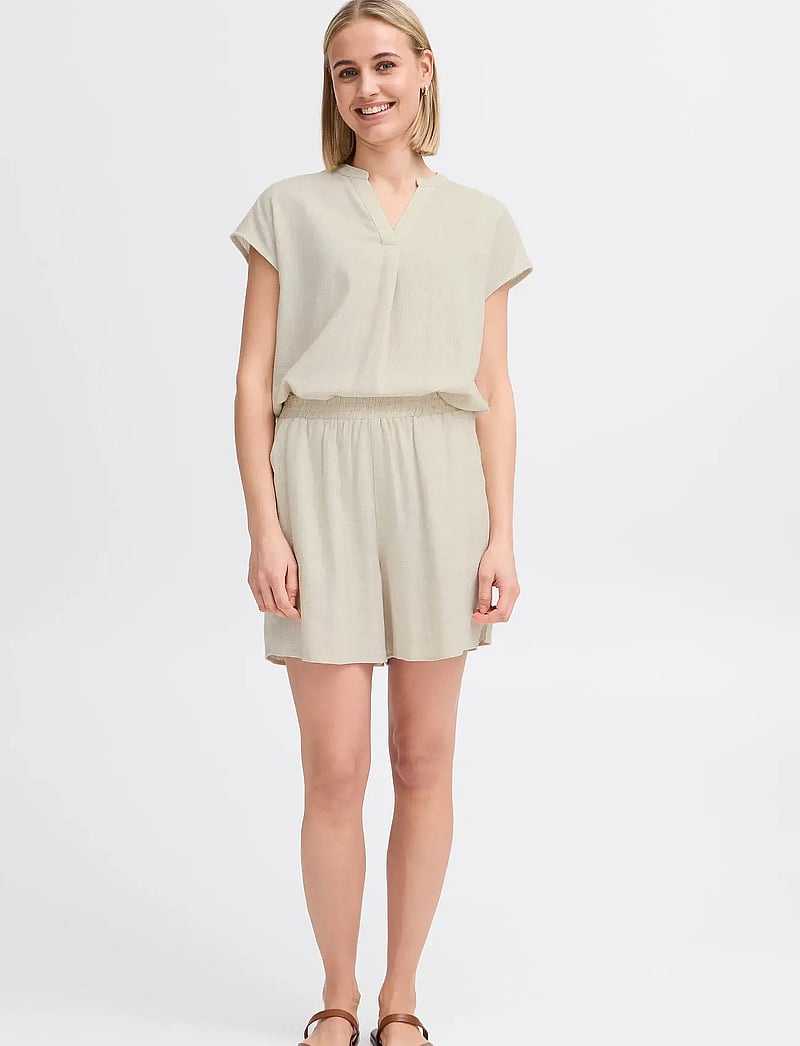 Fransa - FRJUNA SHO 1 - leinen-shorts - birch melange - 0