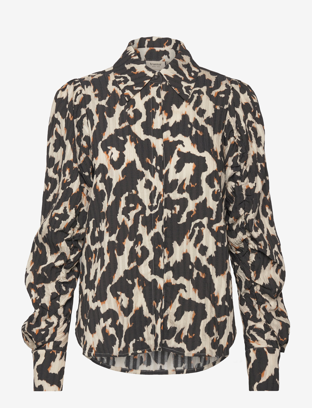 Fransa - FRLELU SH 1 - pikkade varrukatega pluusid - black aop ao24 02e - 0