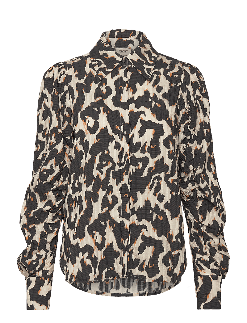 Fransa - FRLELU SH 1 - long sleeved blouses - black aop ao24 02e - 1