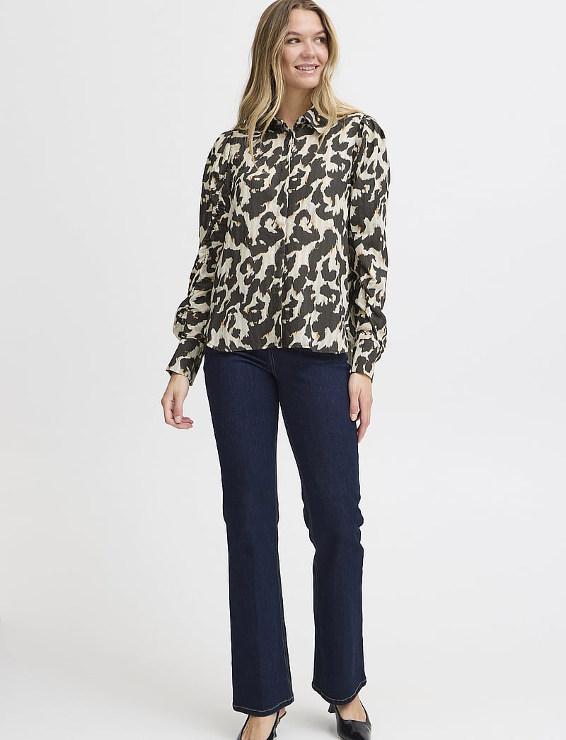 Fransa - FRLELU SH 1 - long sleeved blouses - black aop ao24 02e - 0