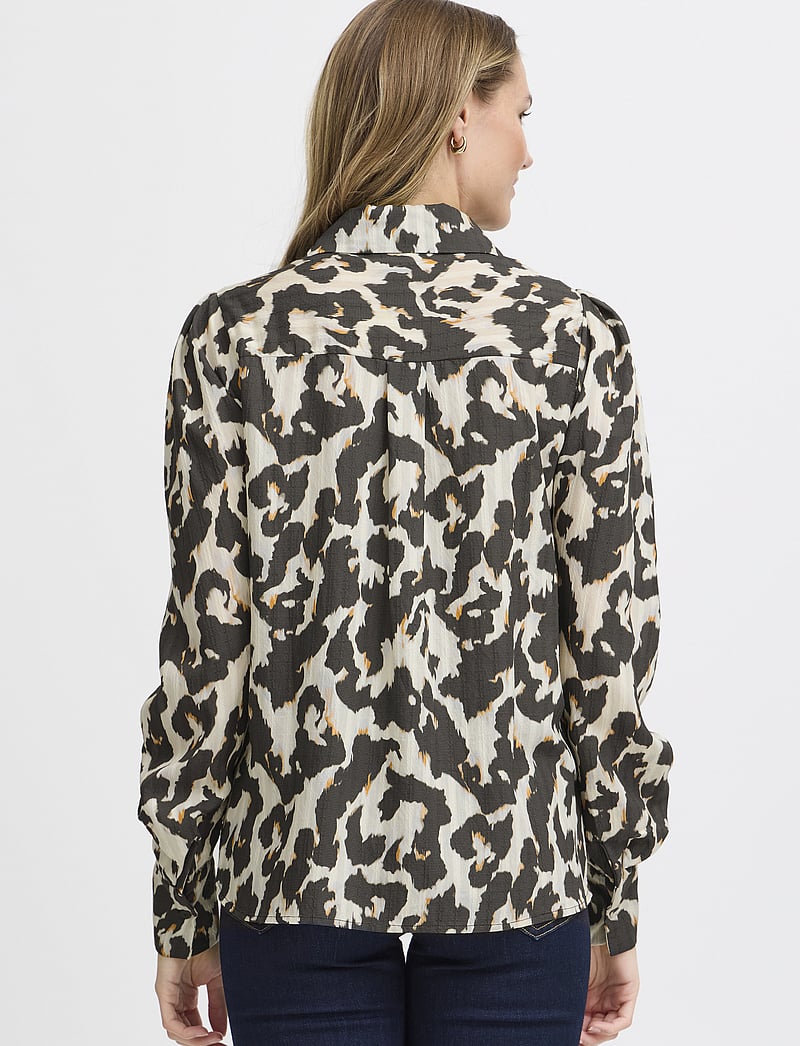 Fransa - FRLELU SH 1 - long sleeved blouses - black aop ao24 02e - 4