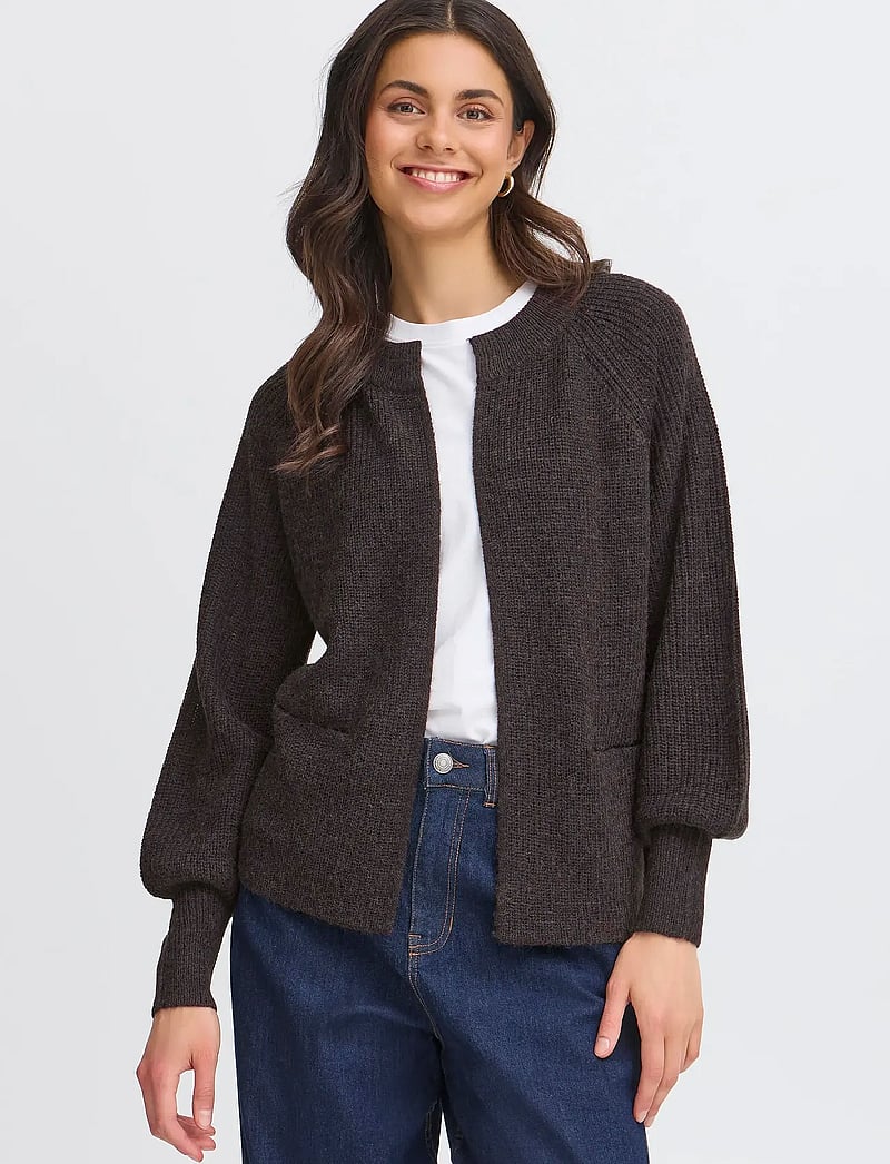 Fransa - FRERETTA CAR 4 - cardigans - charcoal melange - 3