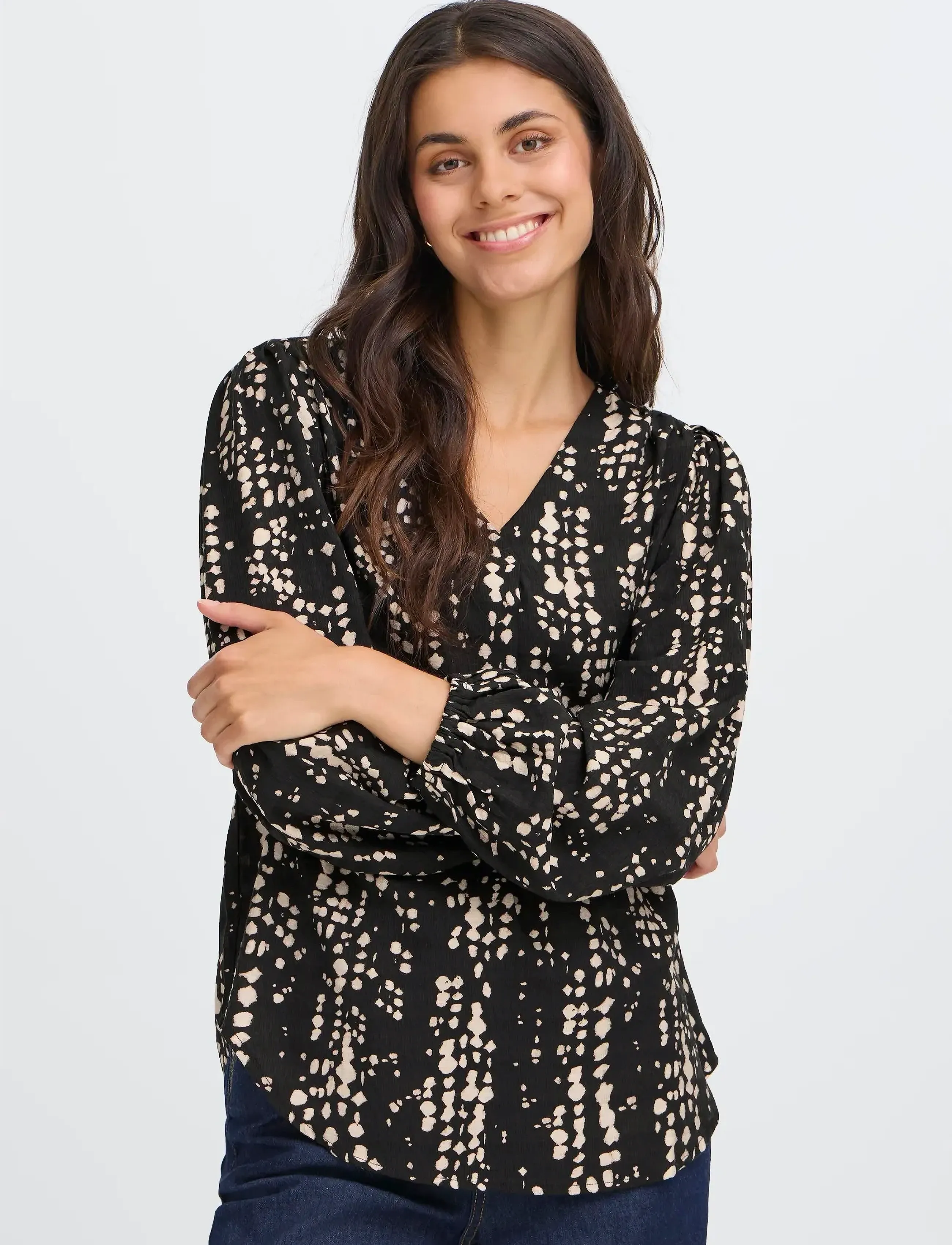 Fransa - FRARIANA BL 4 - long-sleeved blouses - black driz drop - 4