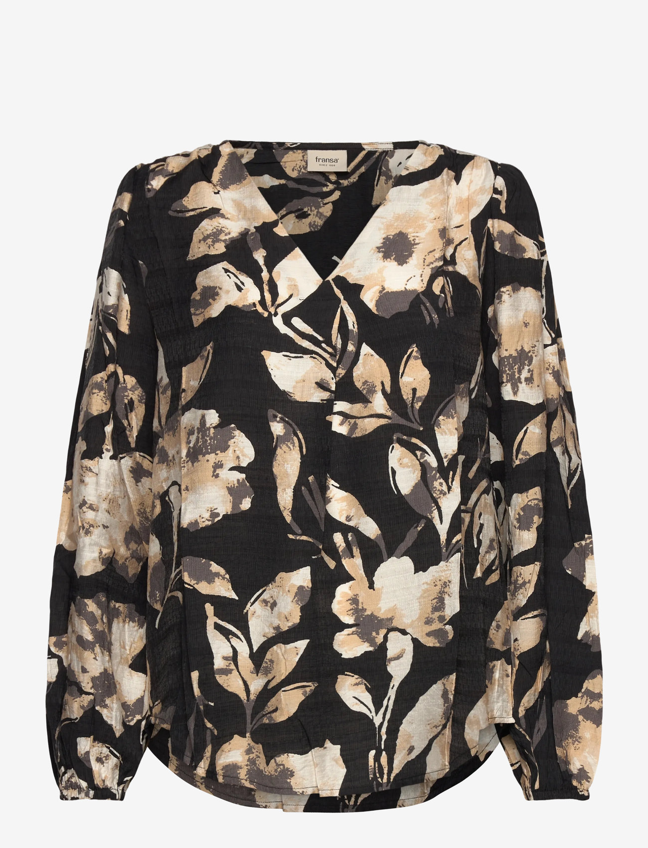 Fransa - FRARIANA BL 4 - blūzes ar garām piedurknēm - dis floral black - 1