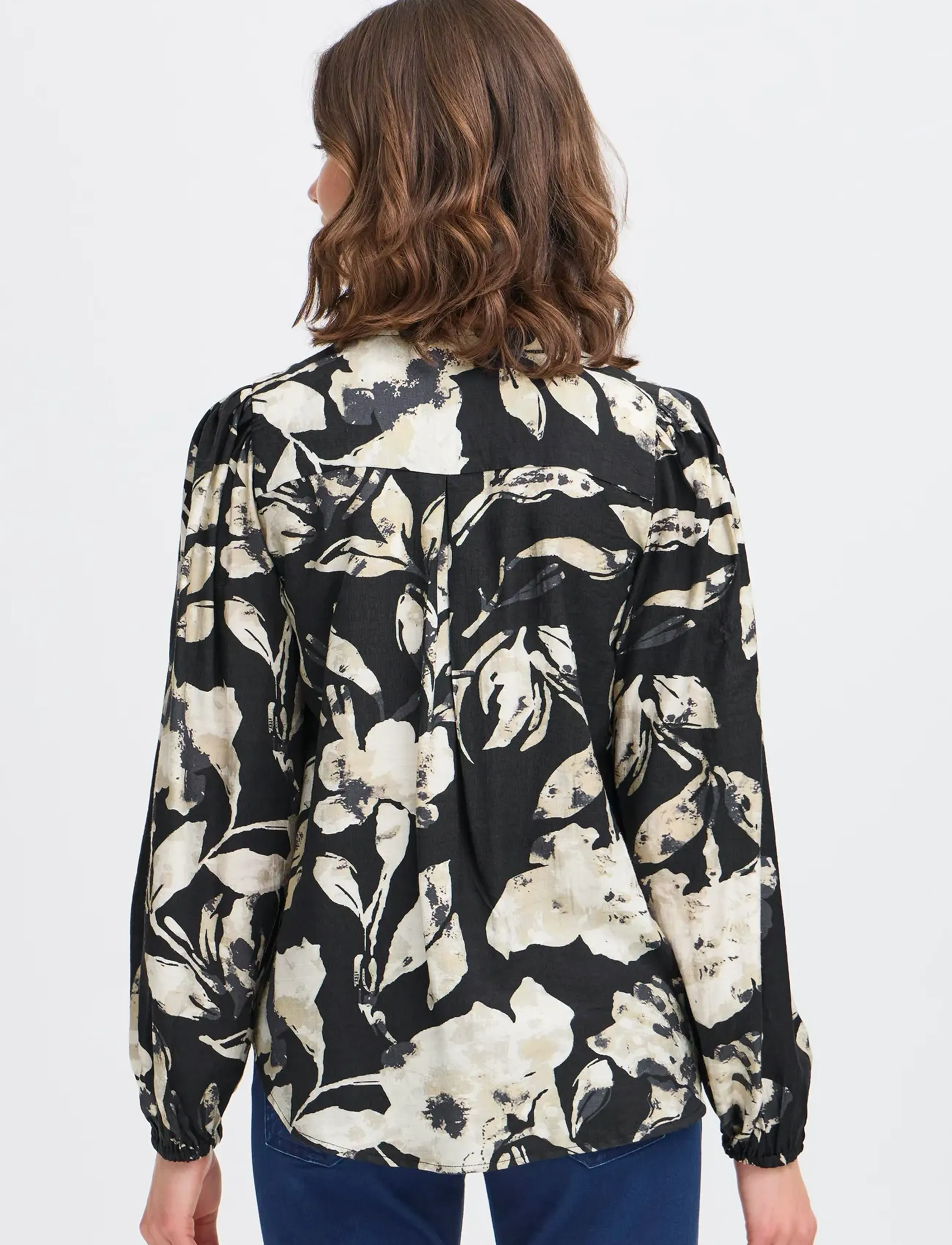Fransa - FRARIANA BL 4 - blūzes ar garām piedurknēm - dis floral black - 5