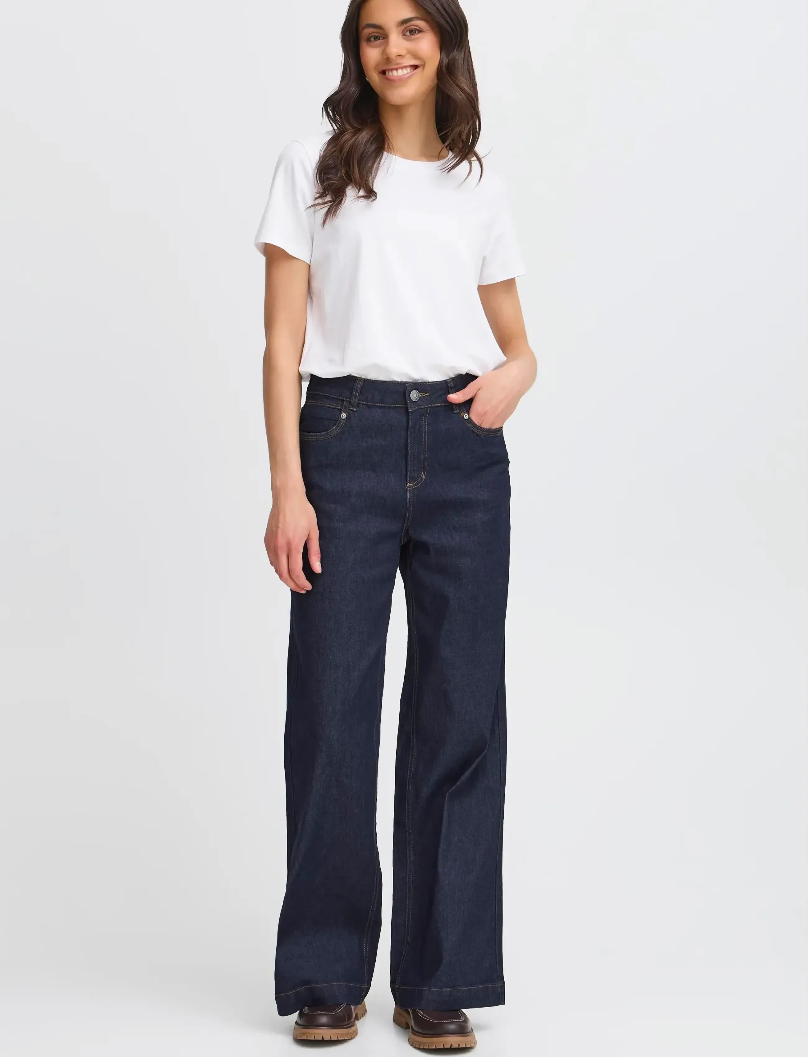 Fransa FRCHICAGO HANNA JE 1 - Platūs džinsai - RAW BLUE DENIM / navy