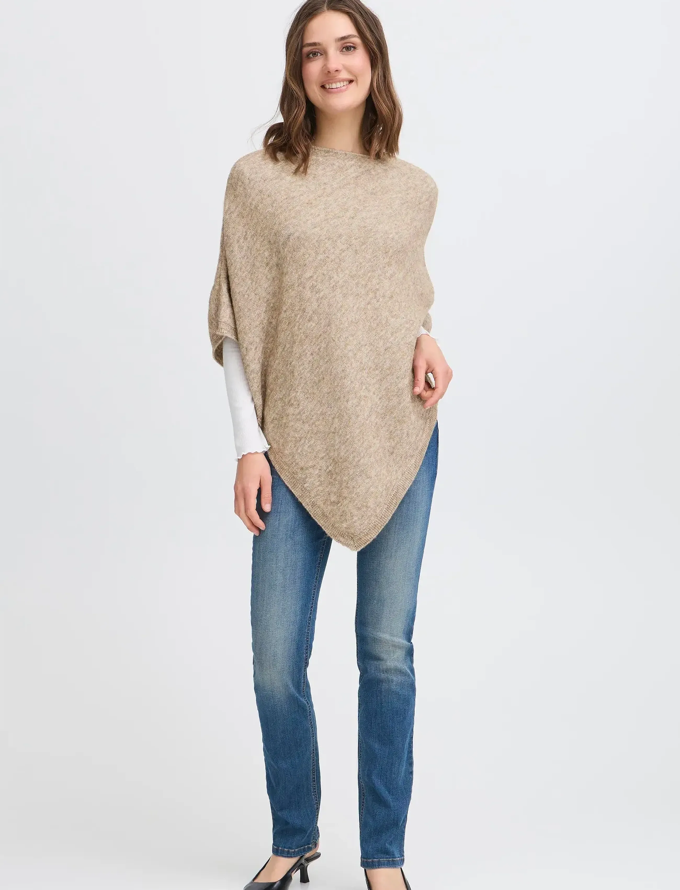 Fransa Frsanny Po 1, One Size, Beige, Strik > Ponchoer, Dame