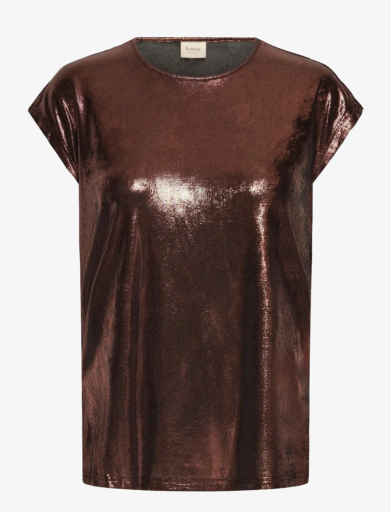 Fransa - FRFRANNY TEE 1 - t-shirts - chocolate metallic - 1