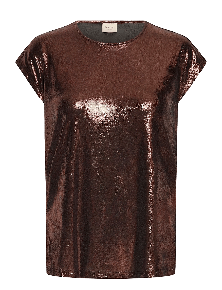 Fransa - FRFRANNY TEE 1 - t-shirts - chocolate metallic - 1