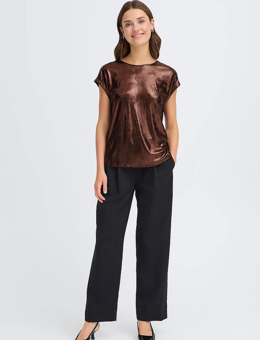 Fransa - FRFRANNY TEE 1 - t-shirts - chocolate metallic - 0