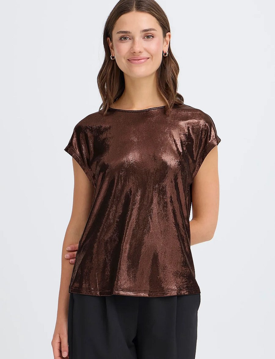 Fransa - FRFRANNY TEE 1 - t-shirts - chocolate metallic - 3