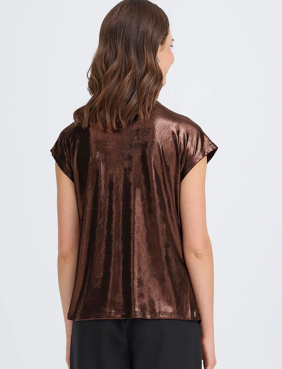 Fransa - FRFRANNY TEE 1 - t-shirts - chocolate metallic - 4