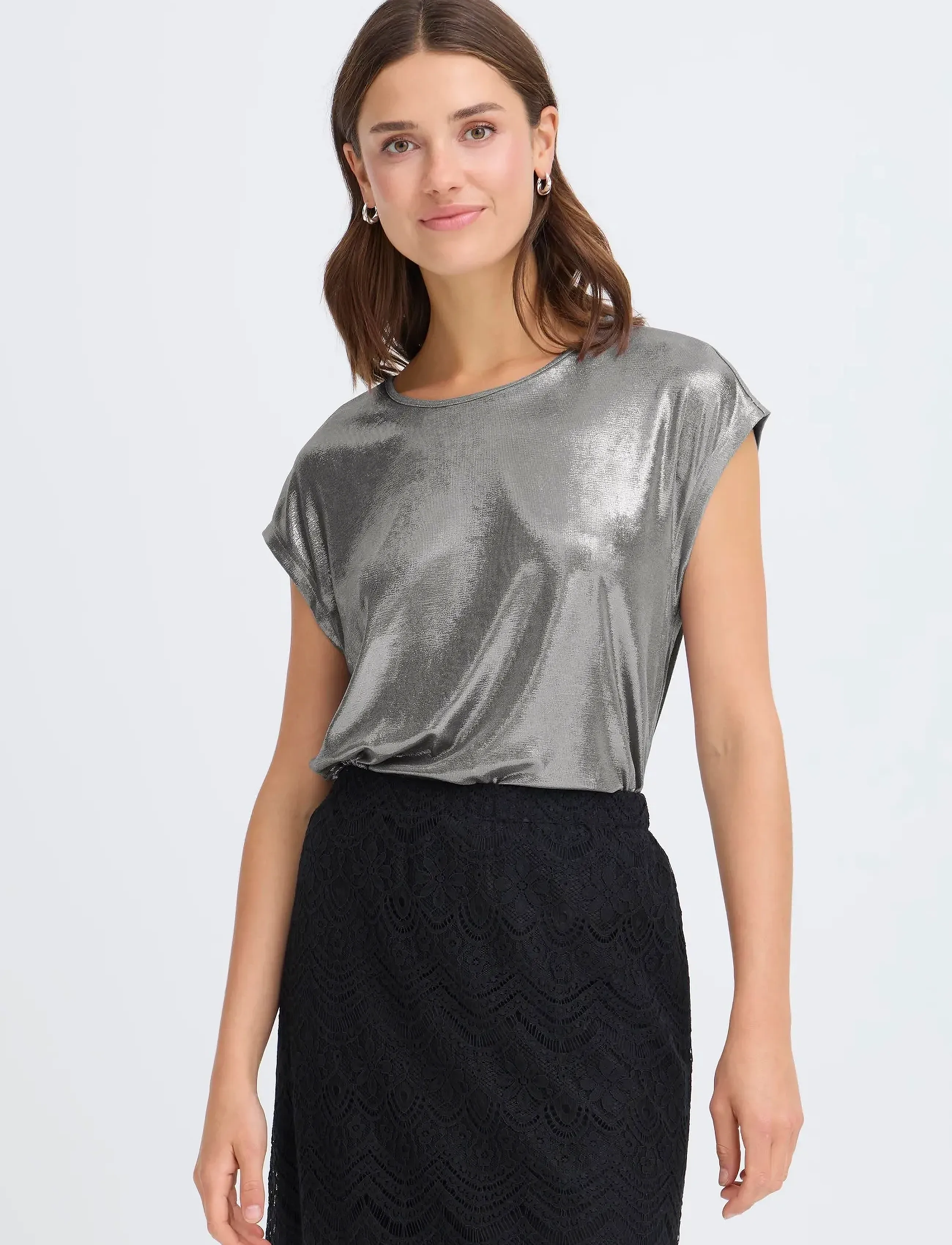 Fransa - FRFRANNY TEE 1 - festtoppe - silver metallic - 3