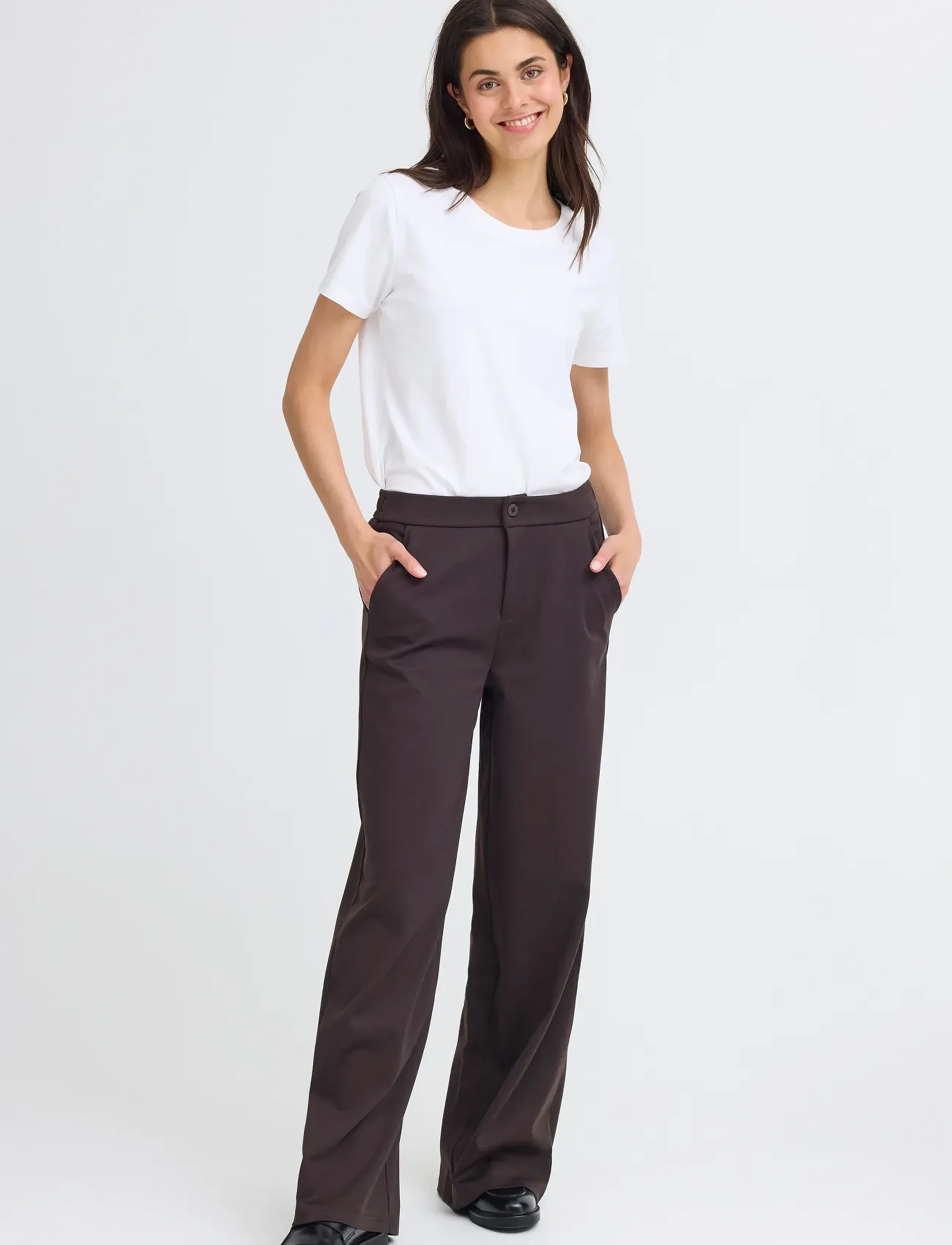 Fransa FRBLAZER PA 3 - Tailored trousers - CHOCOLATE TORTE / brown