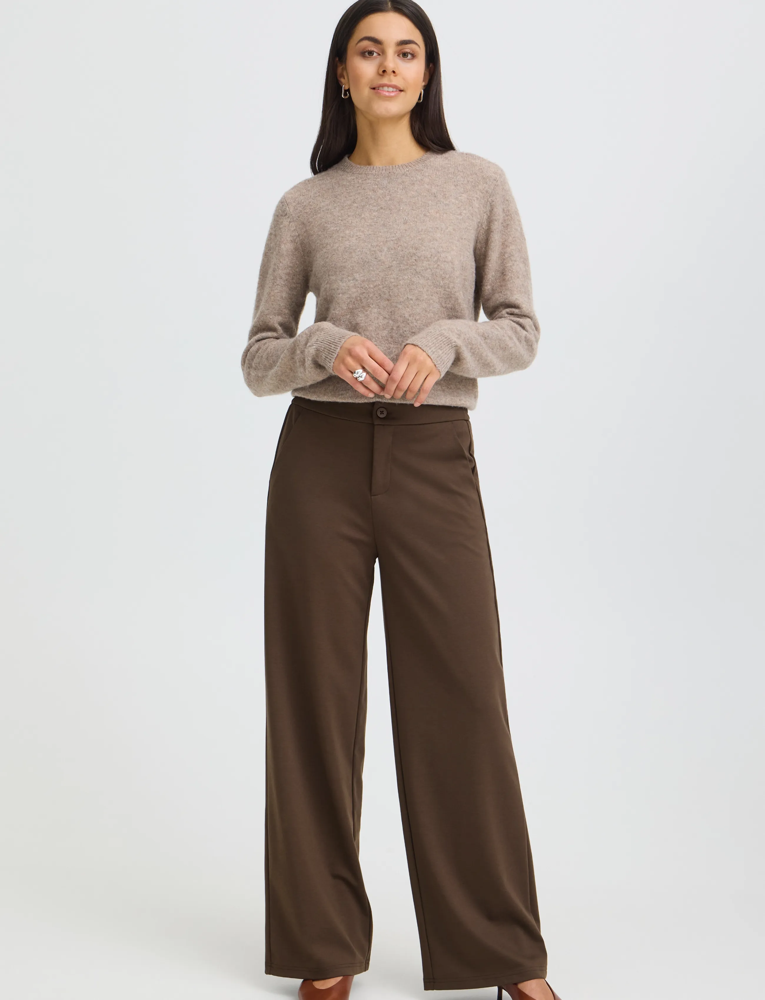 Fransa FRBLAZER PA 3 - Tailored trousers - HOT FUDGE / brown