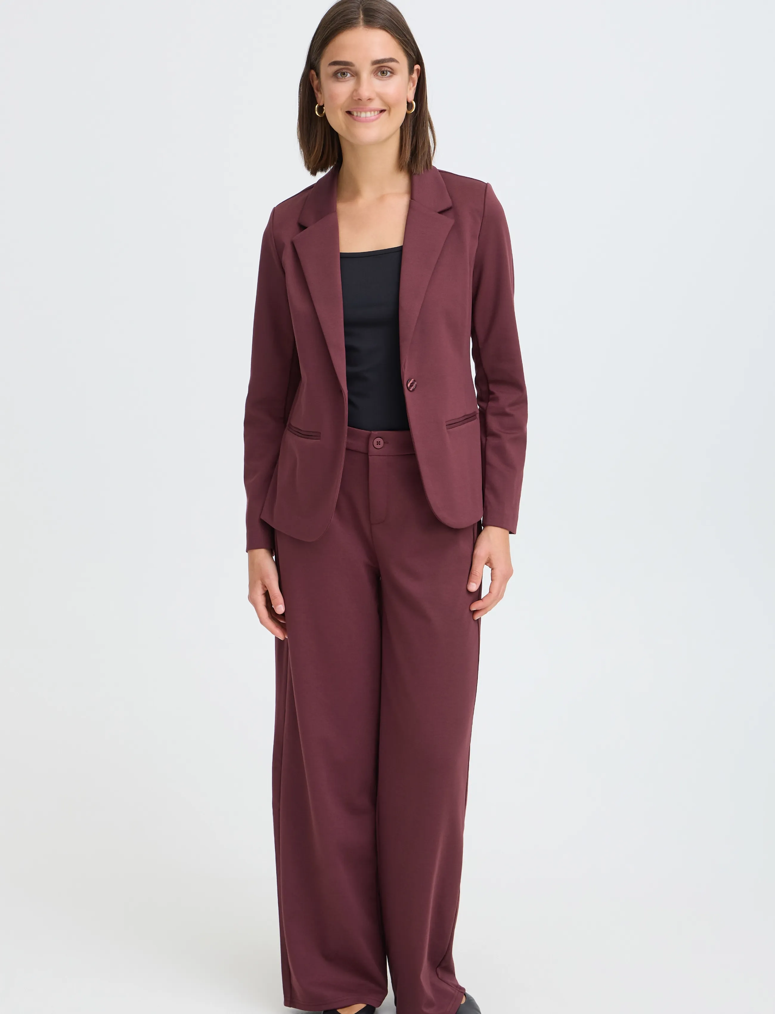Fransa FRBLAZER PA 3 - Tailored trousers - PORT ROYALE / burgundy