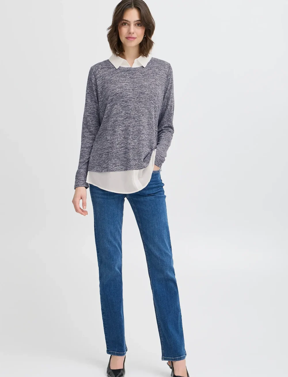 Fransa - FREMMIE PU 1 - striktrøjer - navy blazer melange - 0