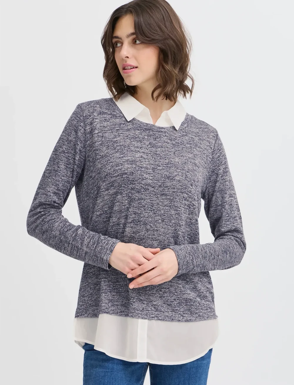 Fransa - FREMMIE PU 1 - striktrøjer - navy blazer melange - 3