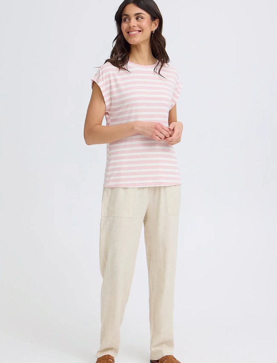 Fransa - FRCANO TEE 1 - t-shirts - lotus stripe - 0