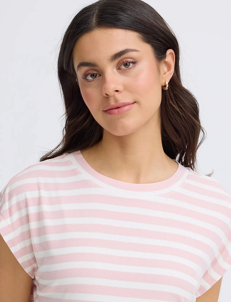 Fransa - FRCANO TEE 1 - t-shirts - lotus stripe - 5