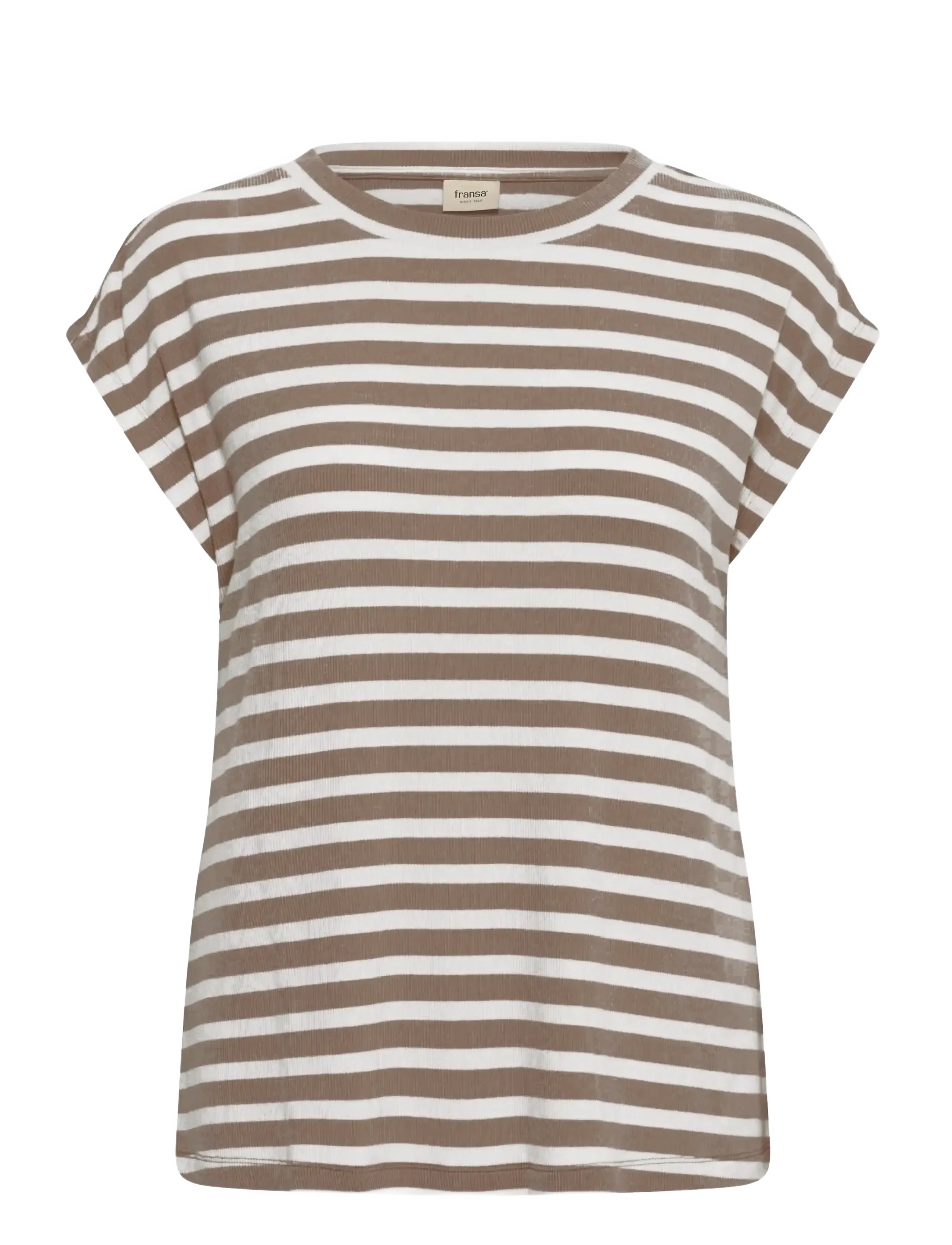 Fransa FRCANO TEE 1 - T-särgid ja alussärgid - MOUNTAIN STRIPE / beige