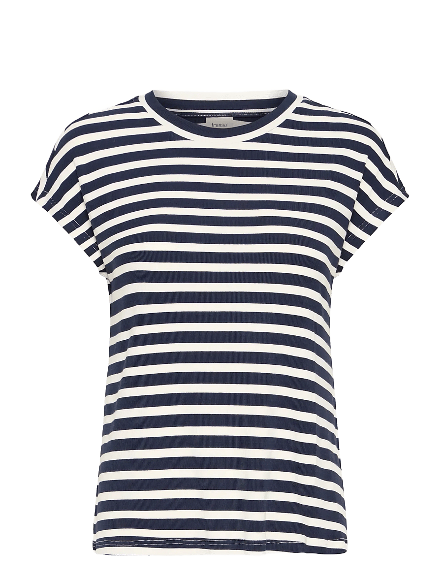 Fransa - FRCANO TEE 1 - t-shirts - navy b. stripe - 1