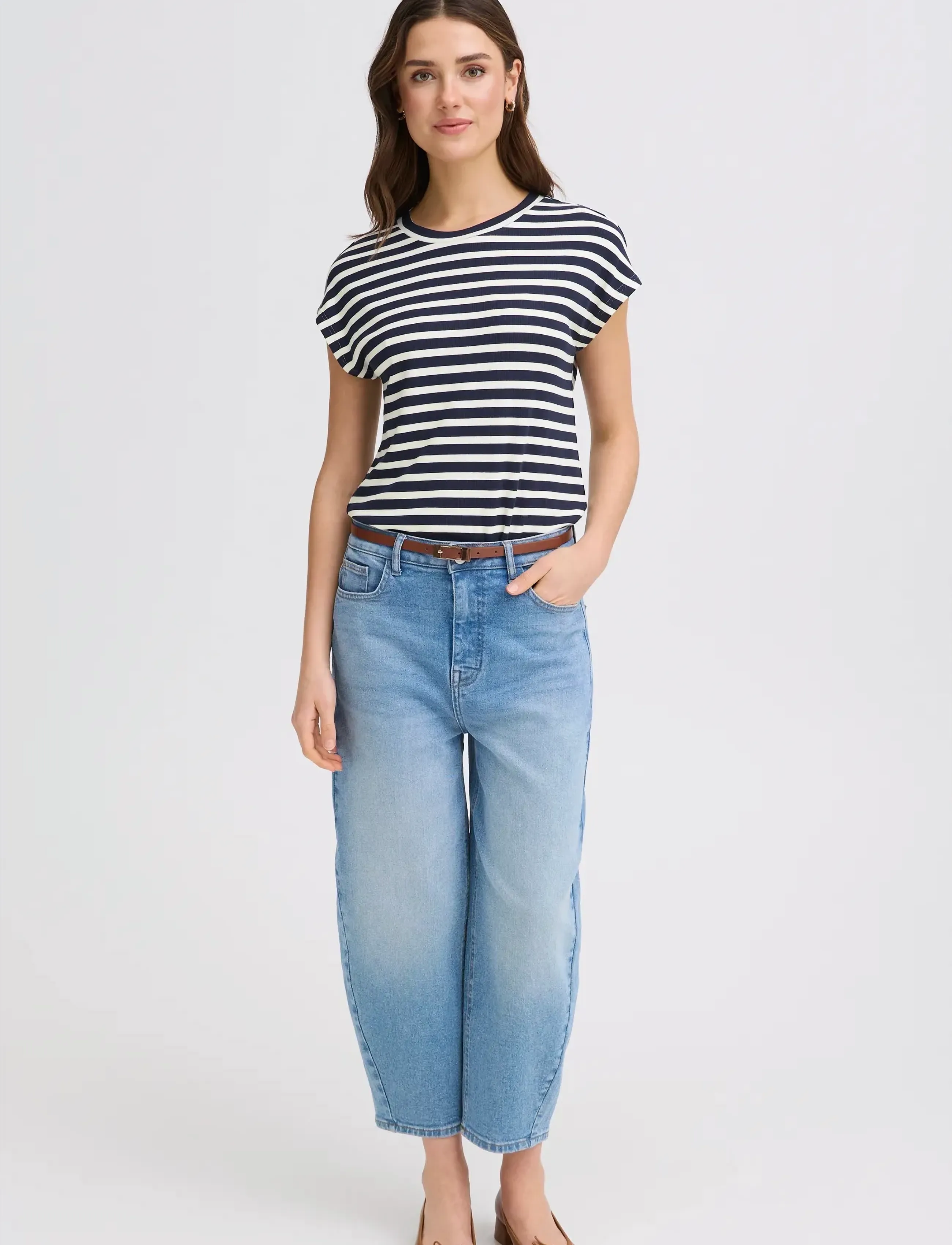 Fransa FRCANO TEE 1 - T-shirts & Hauts - NAVY B. STRIPE / navy