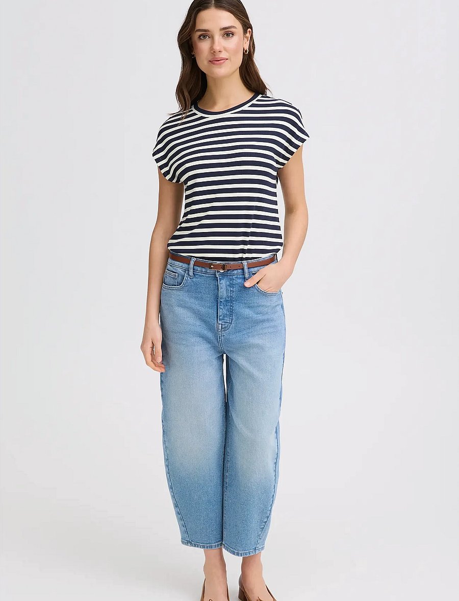 Fransa - FRCANO TEE 1 - t-shirts - navy b. stripe - 0