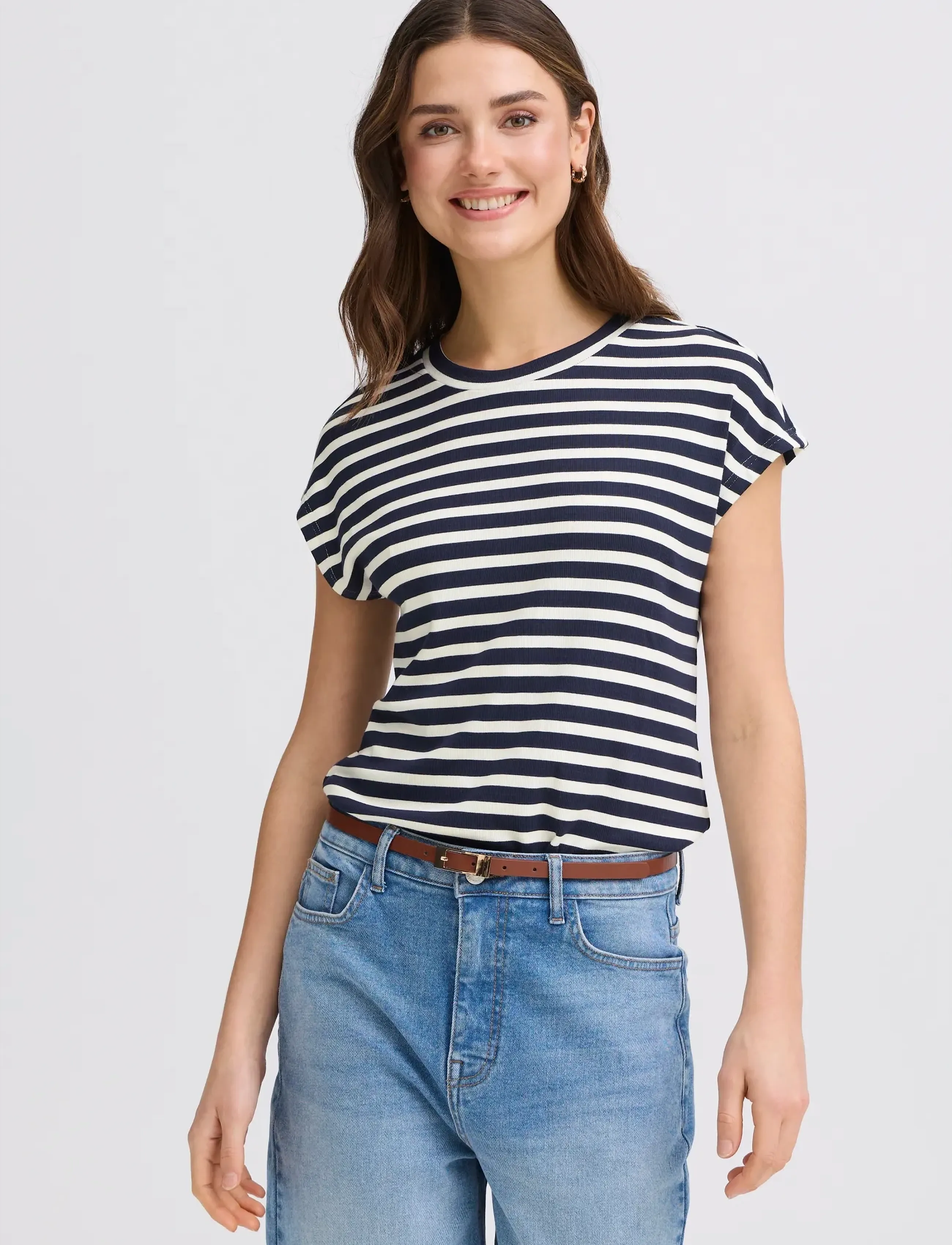 Fransa - FRCANO TEE 1 - t-shirts - navy b. stripe - 3