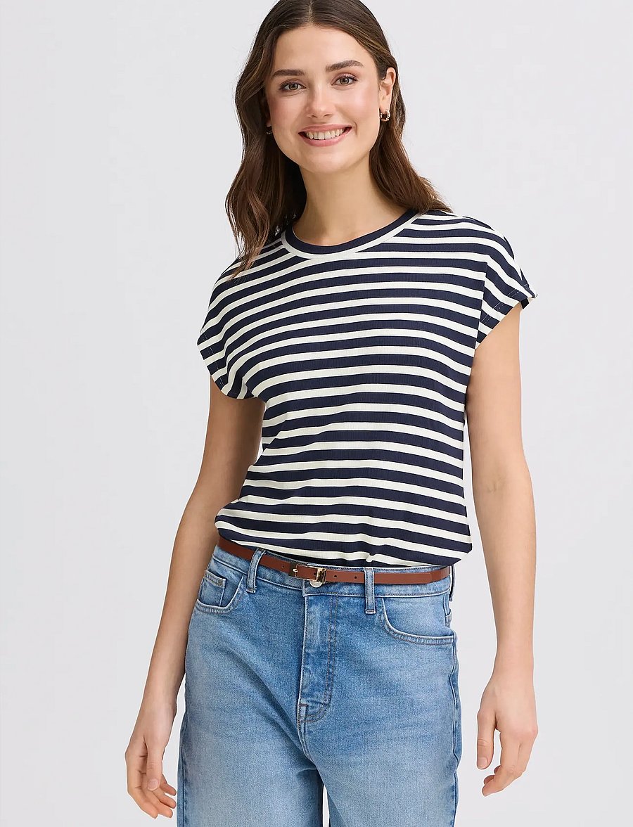 Fransa - FRCANO TEE 1 - t-shirts - navy b. stripe - 3