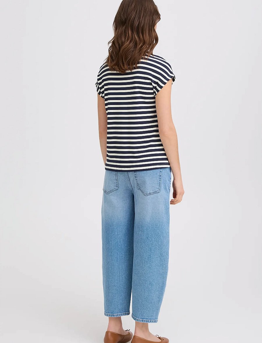 Fransa - FRCANO TEE 1 - t-shirts - navy b. stripe - 4