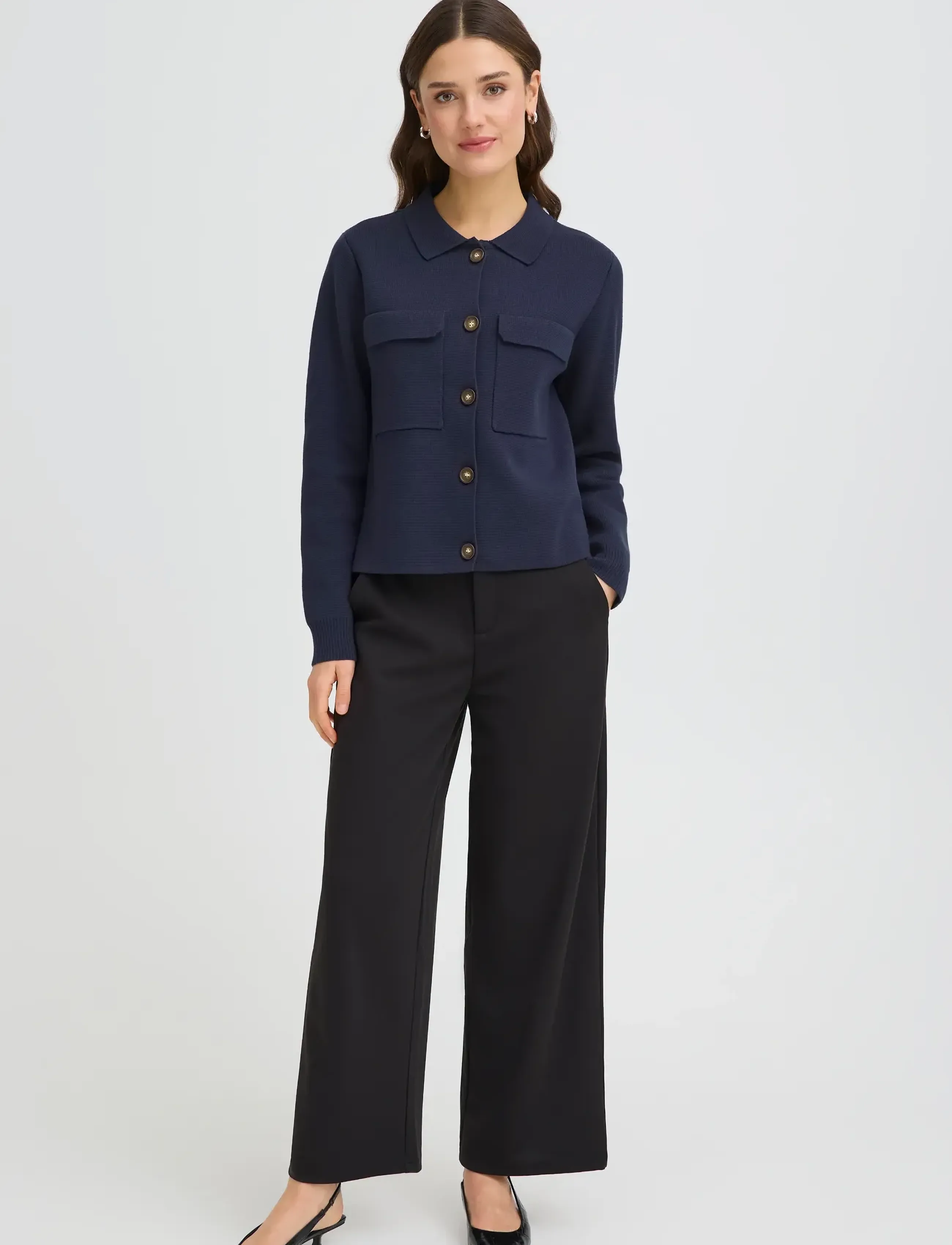 Fransa Frita Car 1, L, Navy, Strik > Cardigans, Dame
