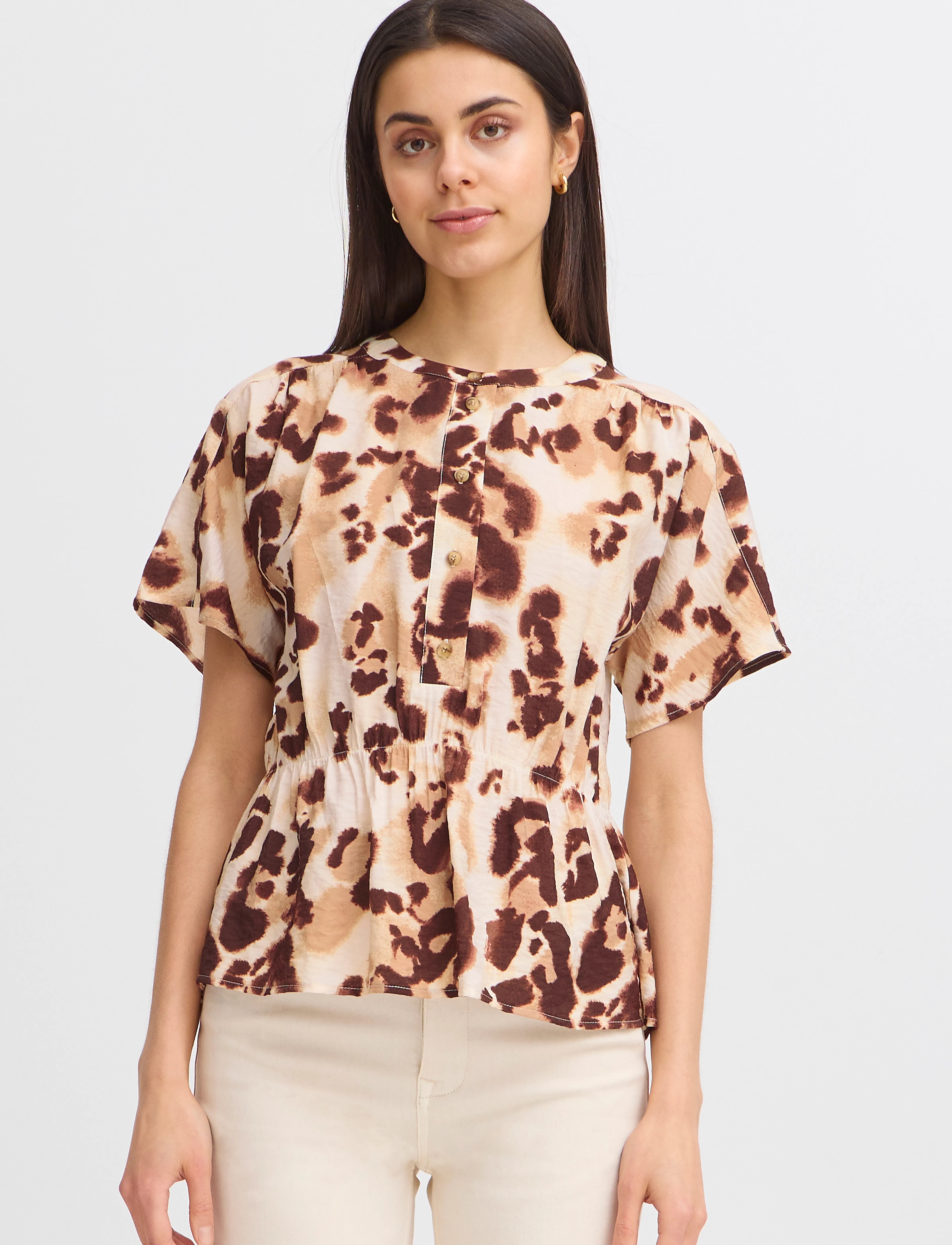 Fransa - FRLEONA BL 1 - short-sleeved blouses - brown leopard art - 4