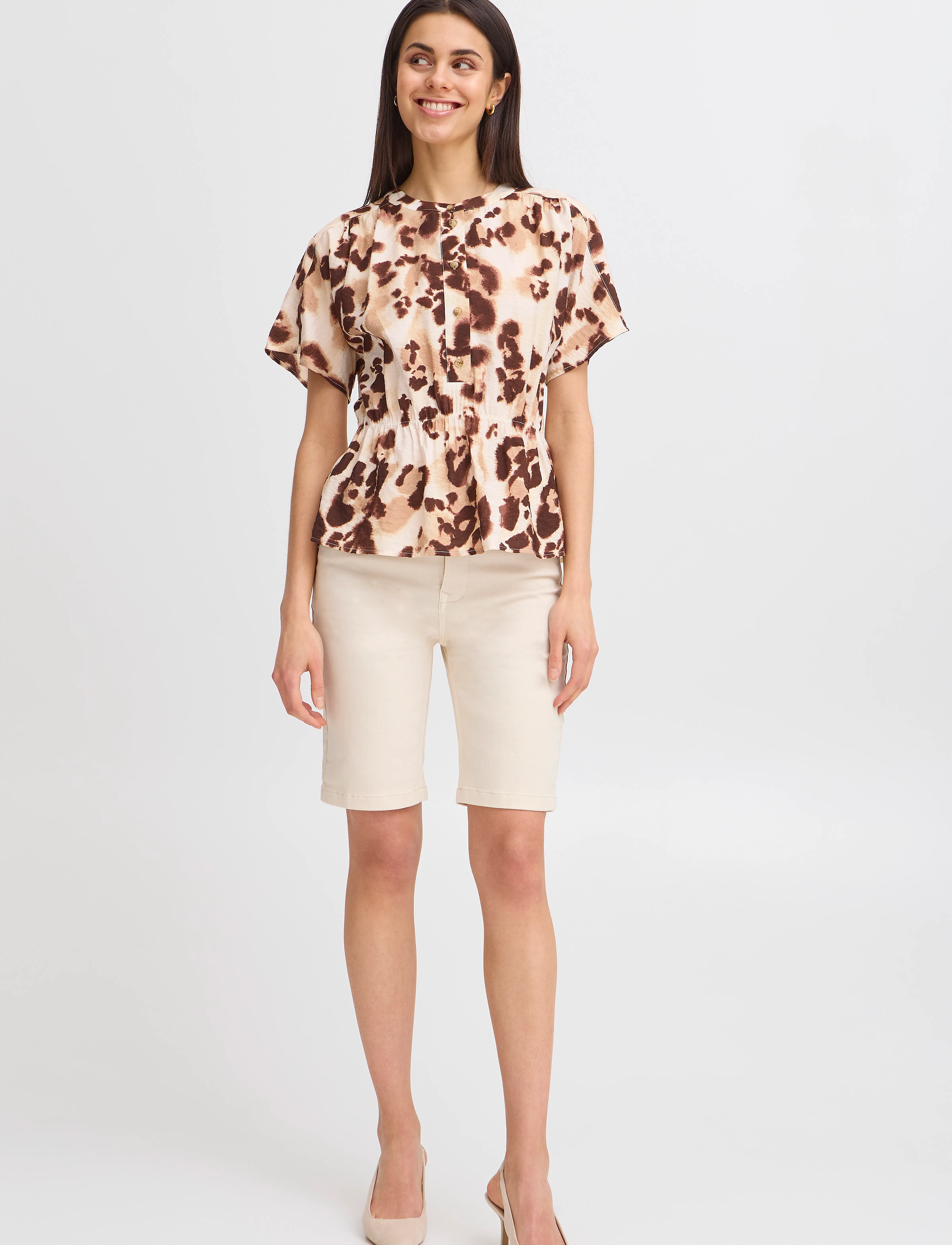 Fransa - FRLEONA BL 1 - short-sleeved blouses - brown leopard art - 5