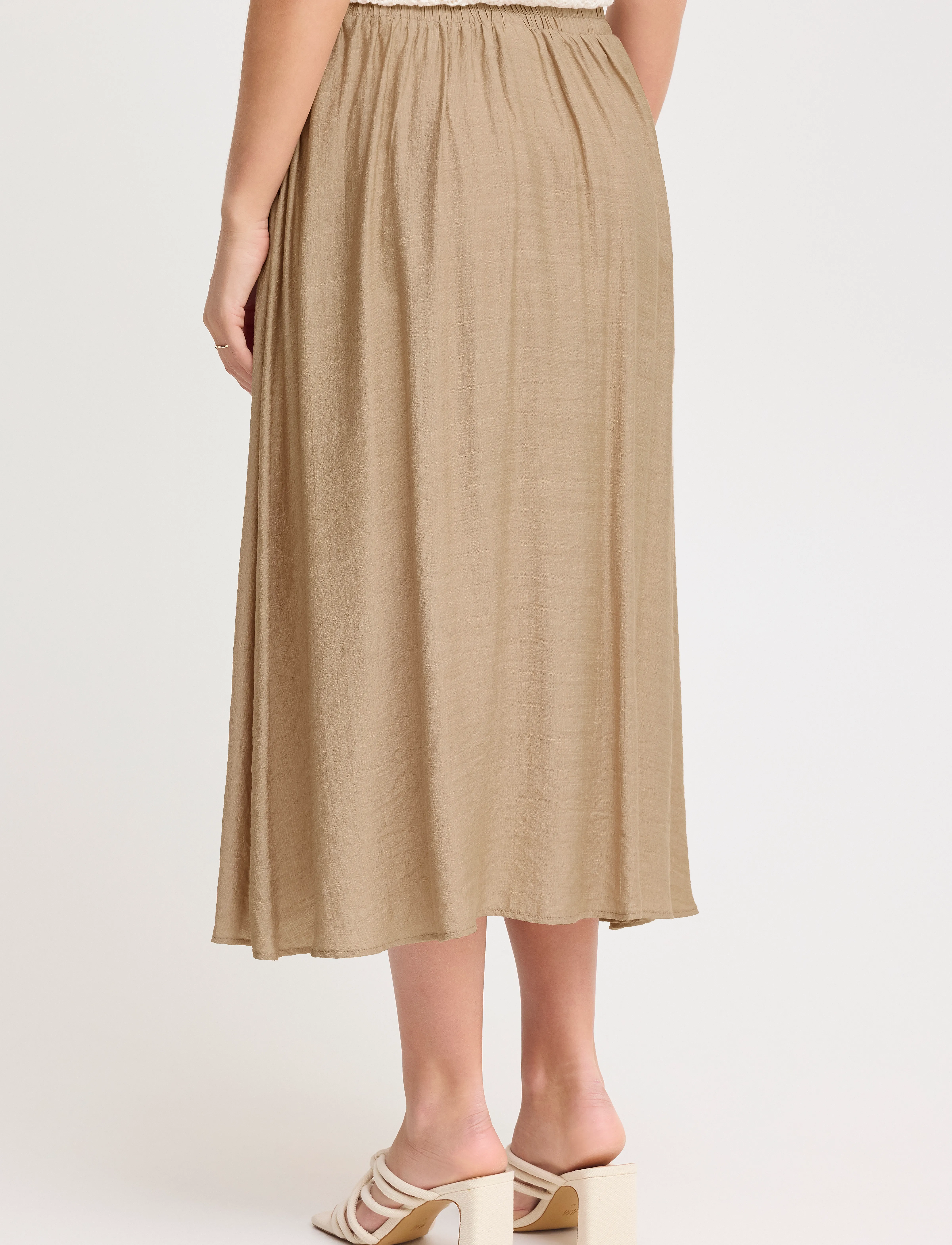 Fransa Frariana Sk 1, Kvinder, Rynket Maxi Nederdel, Beige, Str: L