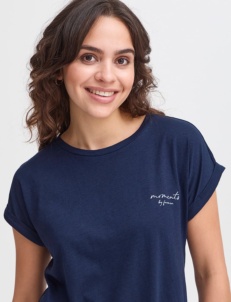 Fransa - FRMATINA TEE 1 - t-shirts - navy blazer mix - 5