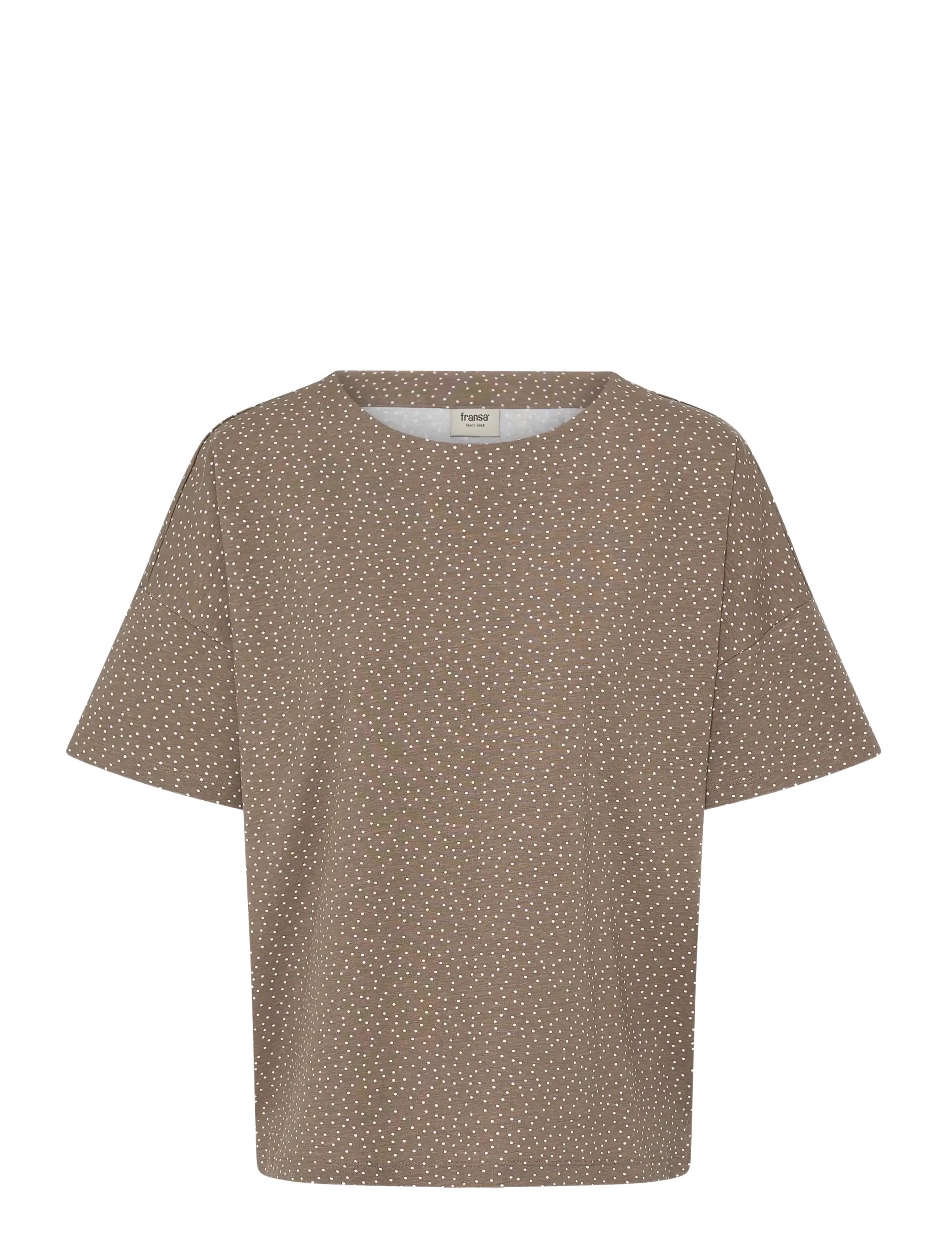 Fransa FRSIVA TEE 7 - Fransa - DOT DOTS MOUNTAIN T. WHITE DOT / brown