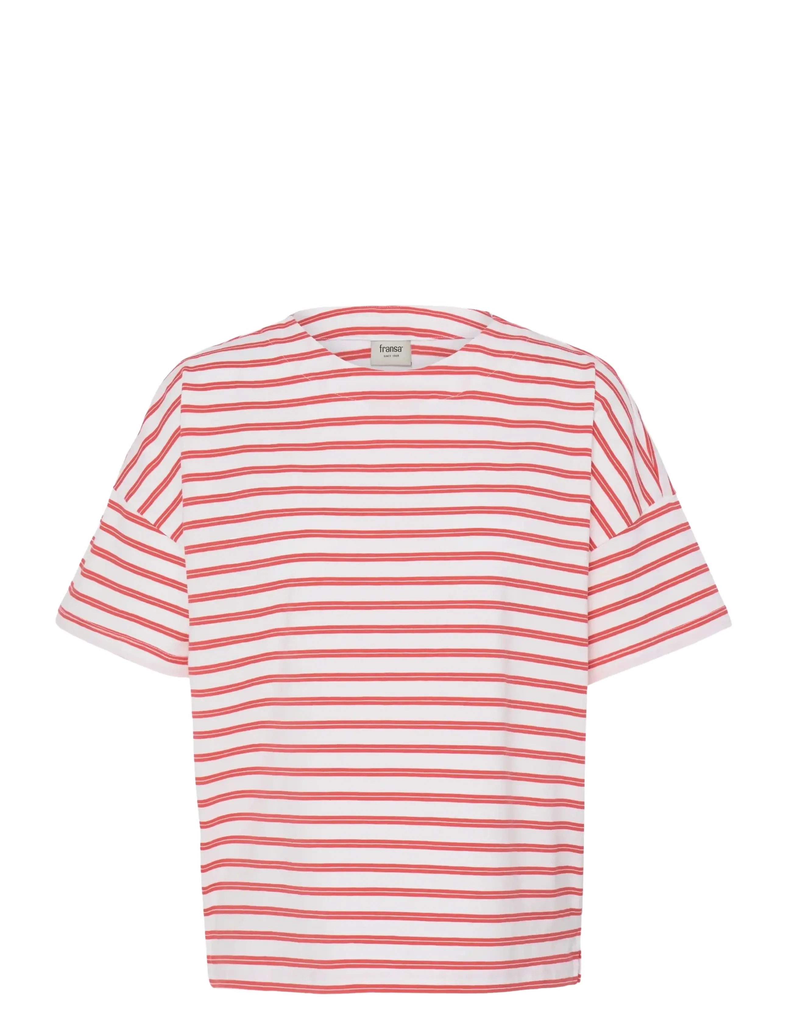 Fransa FRSIVA TEE 7 - Fransa - HIBISCUS TWIN STRIPE / red