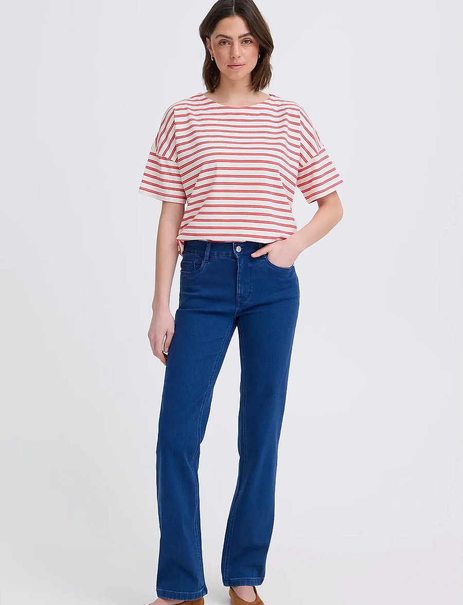 Fransa - FRSIVA TEE 7 - t-shirts - hibiscus twin stripe - 0