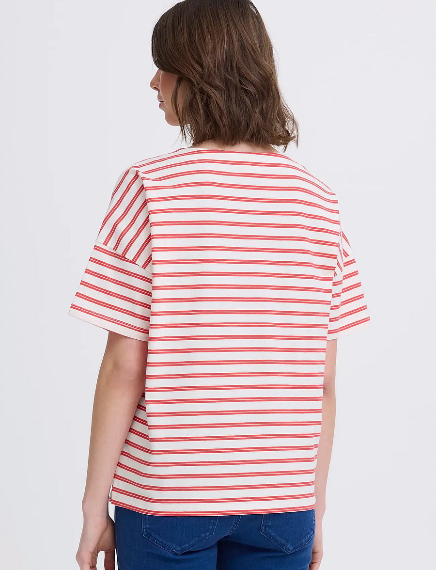 Fransa - FRSIVA TEE 7 - t-shirts - hibiscus twin stripe - 4