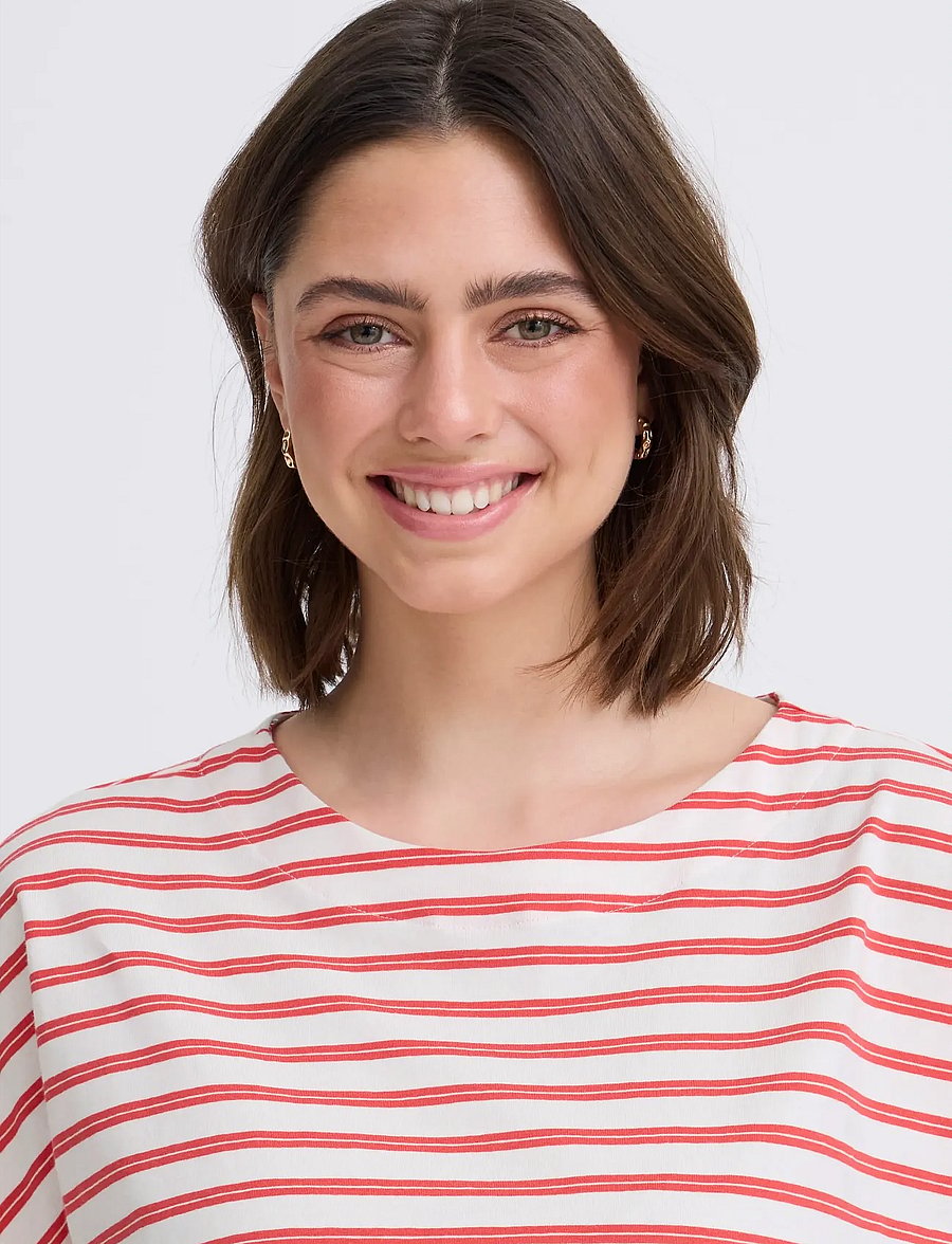 Fransa - FRSIVA TEE 7 - t-shirts - hibiscus twin stripe - 5