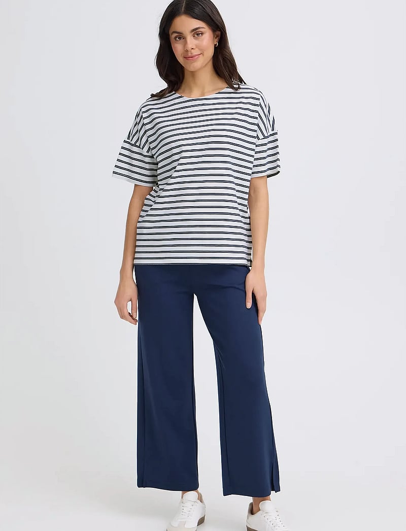 Fransa - FRSIVA TEE 7 - t-shirts - navy twin stripe - 0