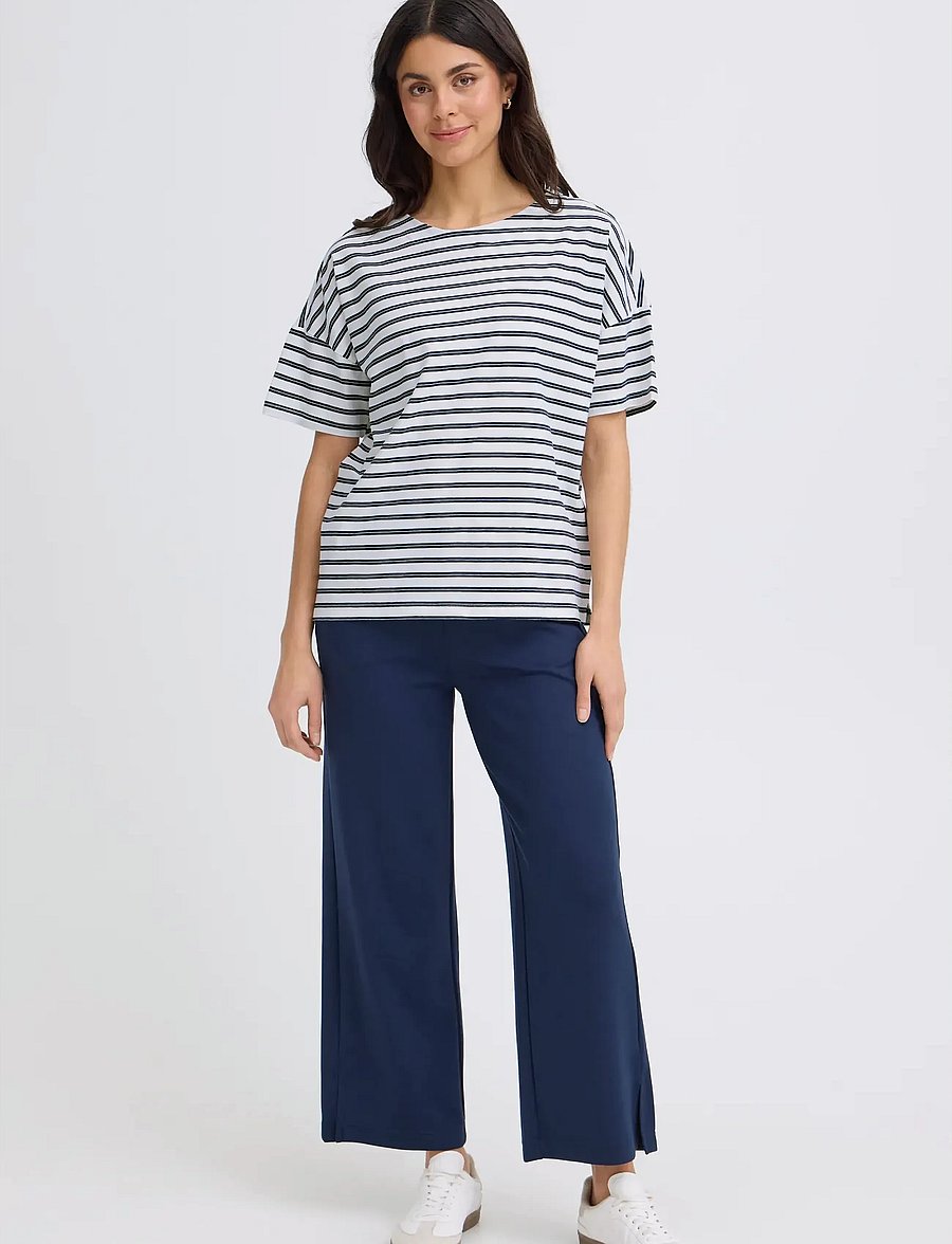 Fransa - FRSIVA TEE 7 - t-shirts - navy twin stripe - 0