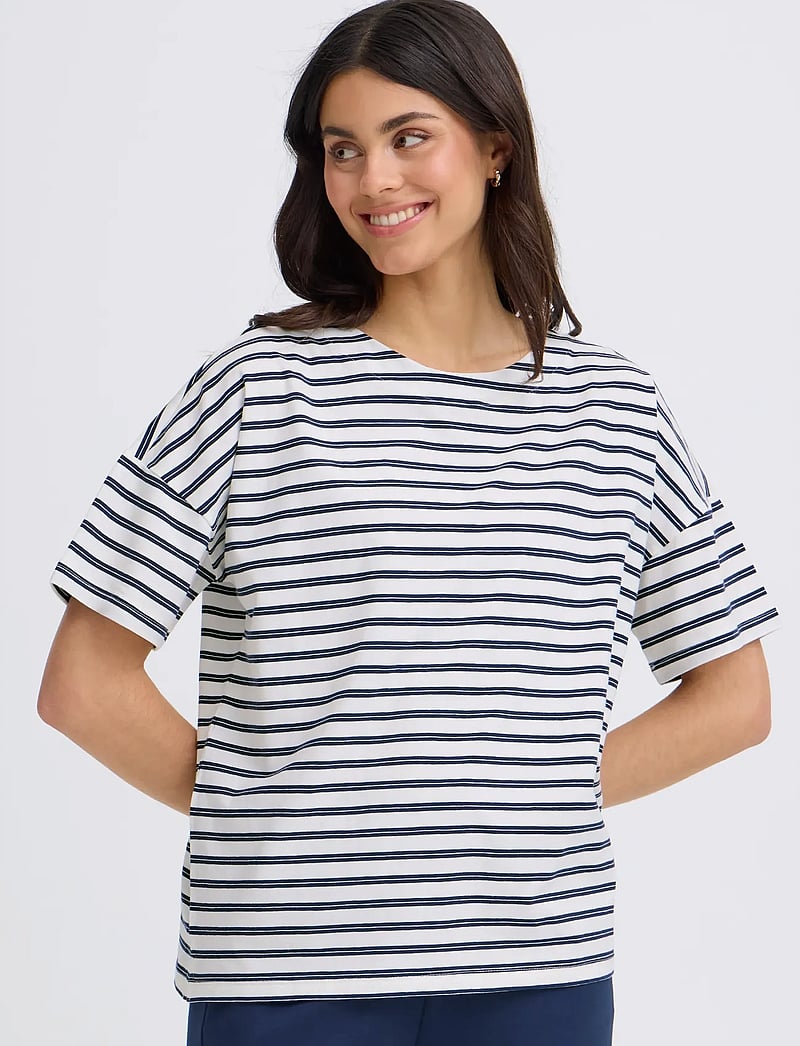Fransa - FRSIVA TEE 7 - t-shirts - navy twin stripe - 3