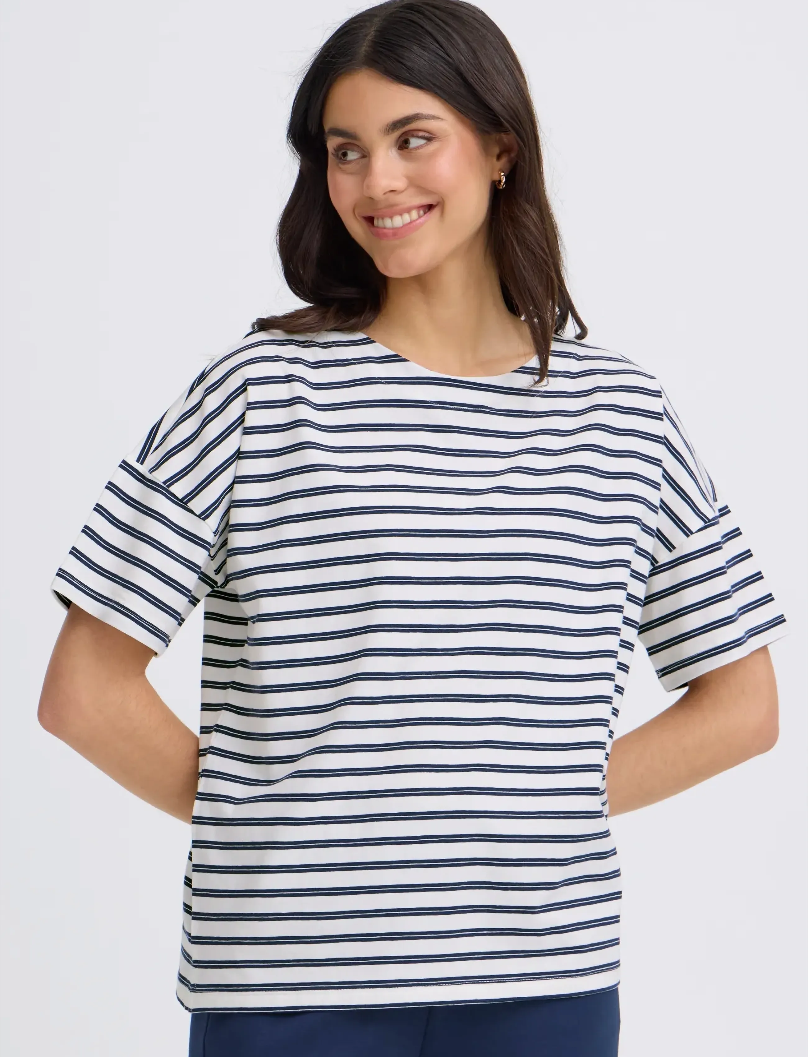 Fransa - FRSIVA TEE 7 - t-shirts - navy twin stripe - 3