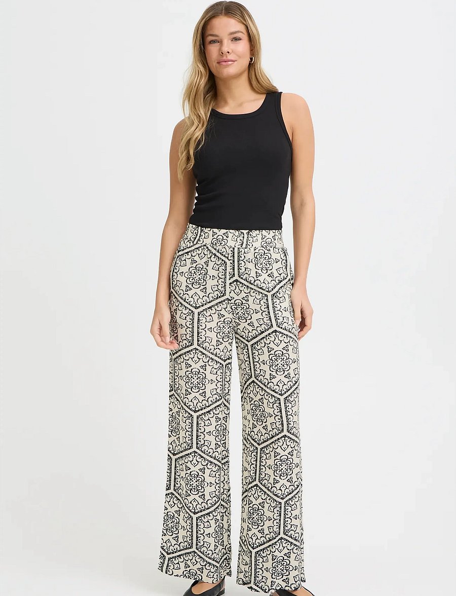 Fransa - FROLINE PA 1 - raka byxor - black boho art - 0