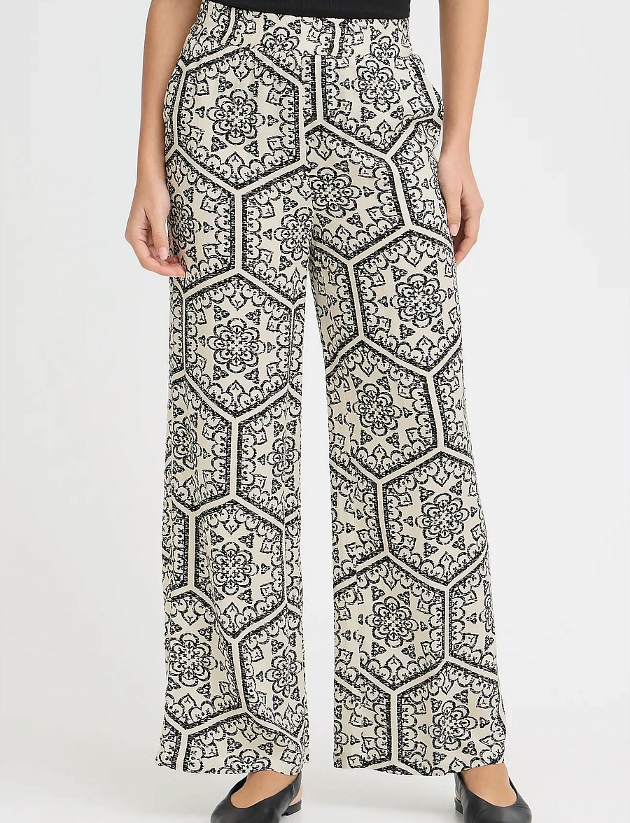 Fransa - FROLINE PA 1 - raka byxor - black boho art - 3