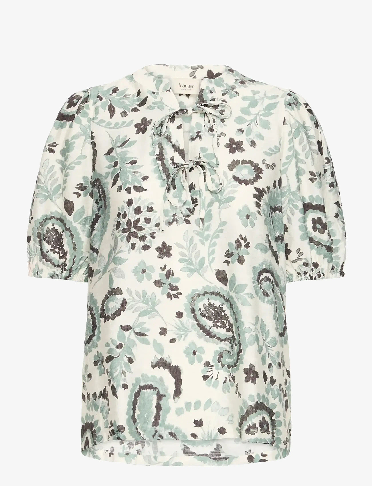 Fransa - FRARIANA BL 9 - short-sleeved blouses - frosty green aop - 0